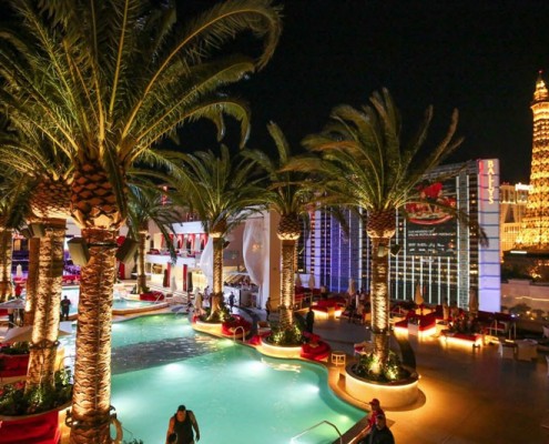 View of Las Vegas Strip from Drai's outdoor pool deck