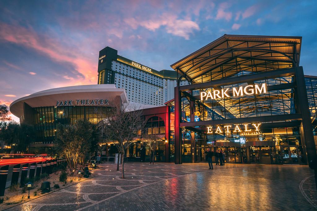 Park MGM from Strip at dusk